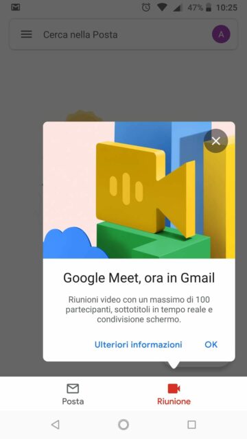 Gmail e Meet su Android - 1