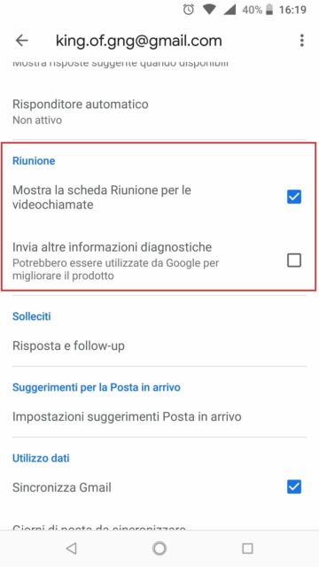 Gmail e Meet su Android - 4
