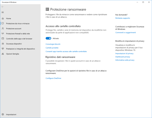 Protezione ransomware Windows 10 - 1