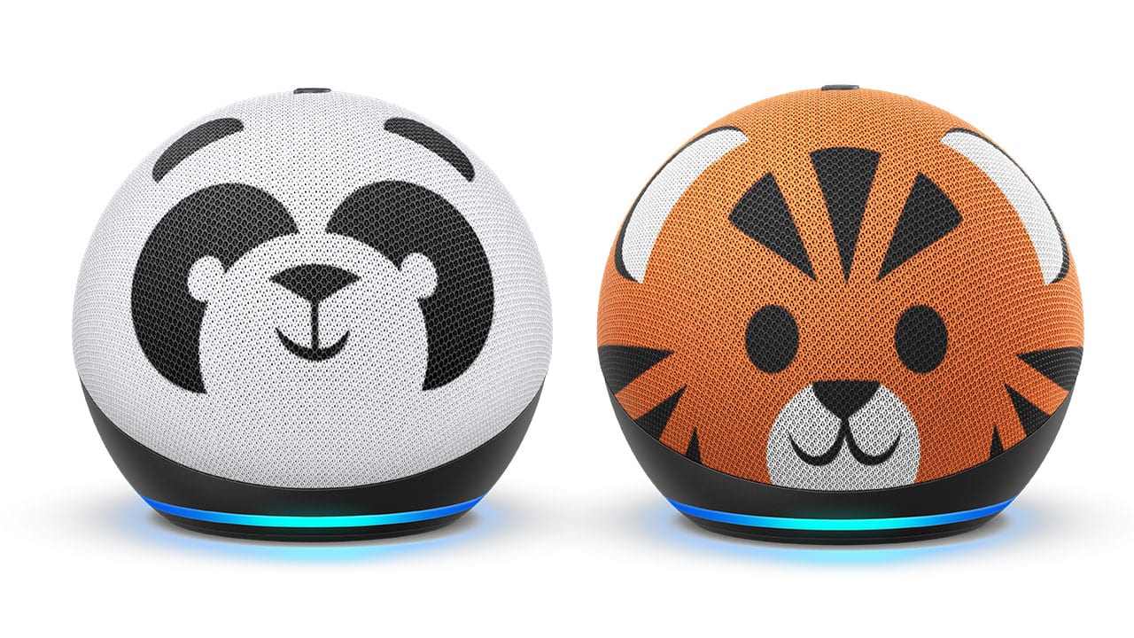 Gli Echo Dot sono disponibii in due varianti per i bambini: panda e trigre.