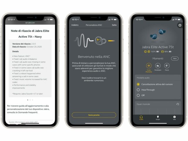 Dopo lâaggiornamento del firmware, allâinterno del software Jabra Sound+ sarÃ  disponibile la nuova voce Cancellazione attiva del rumore.