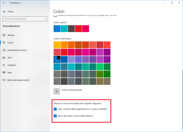 Tema chiaro e colori scuri in Windows 10 - 2