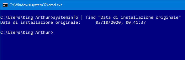 Data di installazione di Windows 10 - 2
