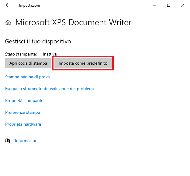 Stampante predefinita in Windows 10 - 2