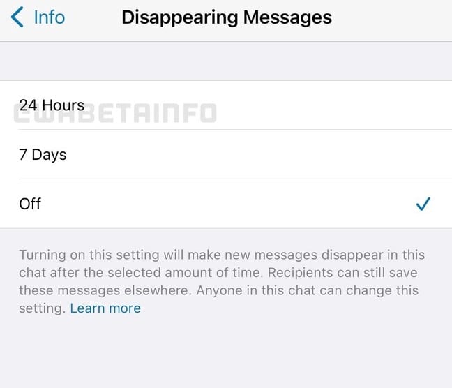 messaggi effimeri  whatsapp novità