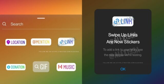 instagram addio swipe up sticker link