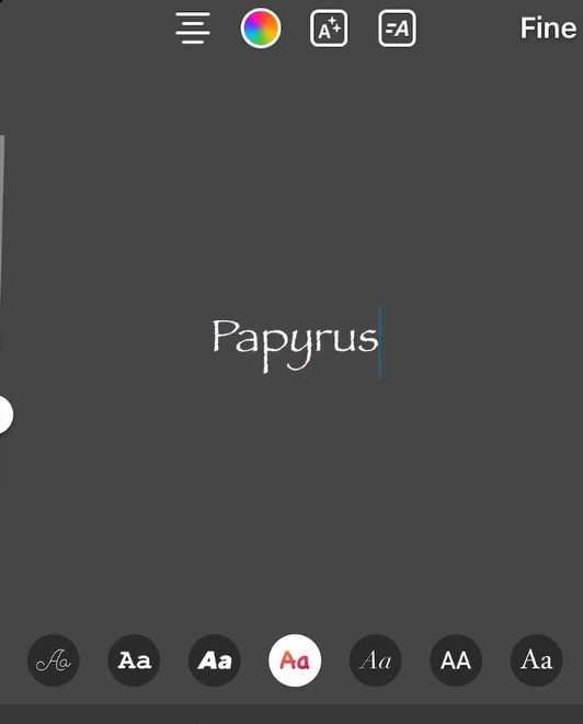 font papyrus instagram nuovo