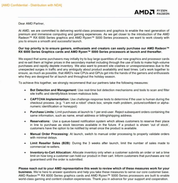 AMD linee guida contro bot e scalper