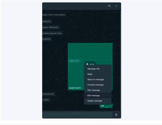 Screen su come modificare messaggi su WhatsApp