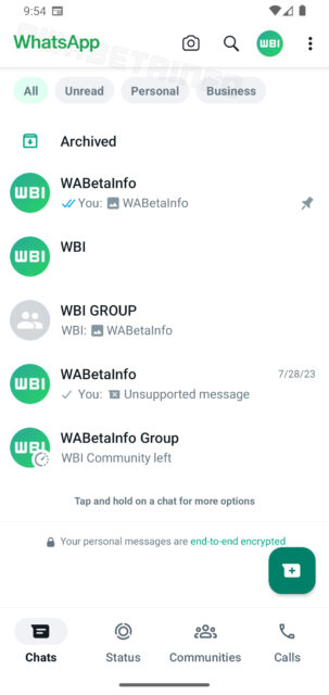 whatsapp app android nuovo design