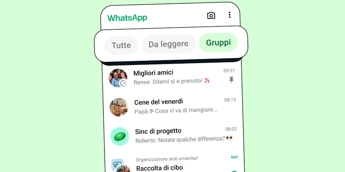 WhatsApp introduce i filtri delle chat: come funzionano