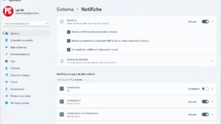 Le impostazioni di gestione delle notifiche di Windows 11